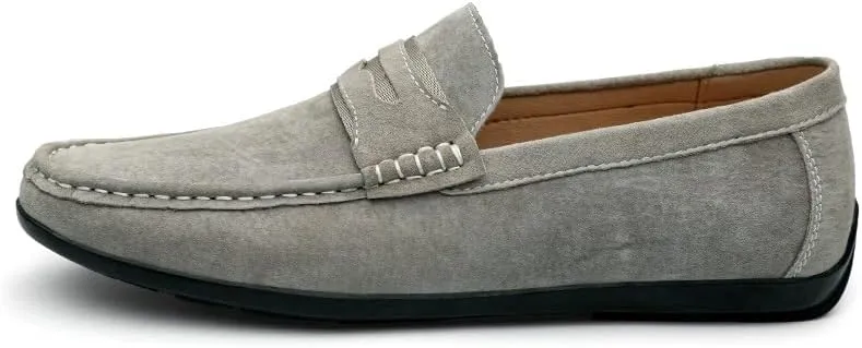 Men's Loafers Shoes Round Toe Suede Vamp Penny Loafers Flexible Flat Heel Resistant Fashion Outdoor Slip On