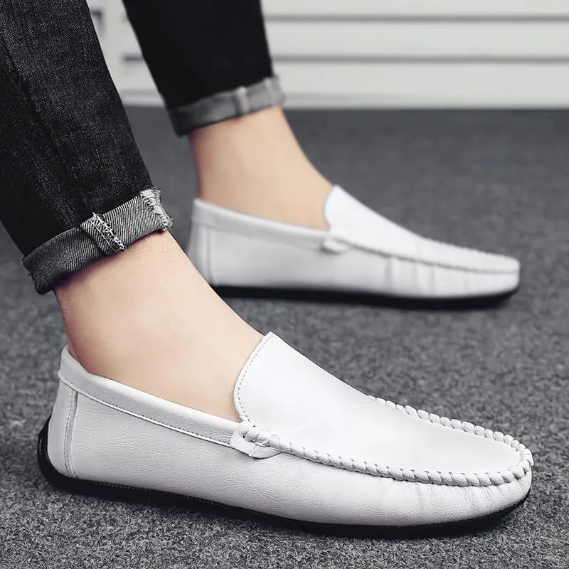 Men's Loafers Shoes Round Toe Vegan Leather Driving Loafers Lightweight Flexible Slip Resistant Outdoor Party Slip-on