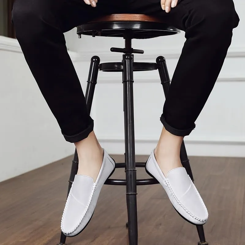 Men's Loafers Shoes Round Toe Vegan Leather Driving Loafers Lightweight Flexible Slip Resistant Outdoor Party Slip-on