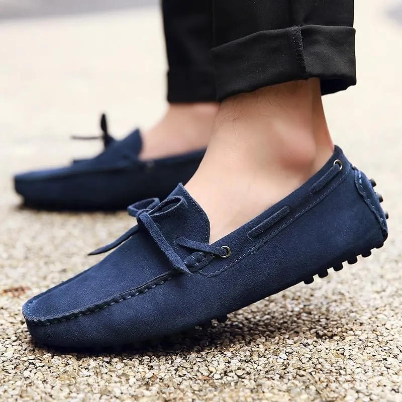 Men's Loafers Shoes Square Toe Nubuck Leather Moccasins Driving Loafers Flexible Anti-Slip Lightweight Wedding Party Slip On