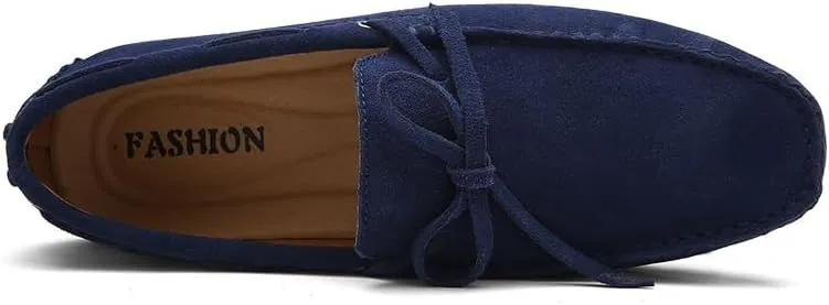 Men's Loafers Shoes Square Toe Nubuck Leather Moccasins Driving Loafers Flexible Anti-Slip Lightweight Wedding Party Slip On
