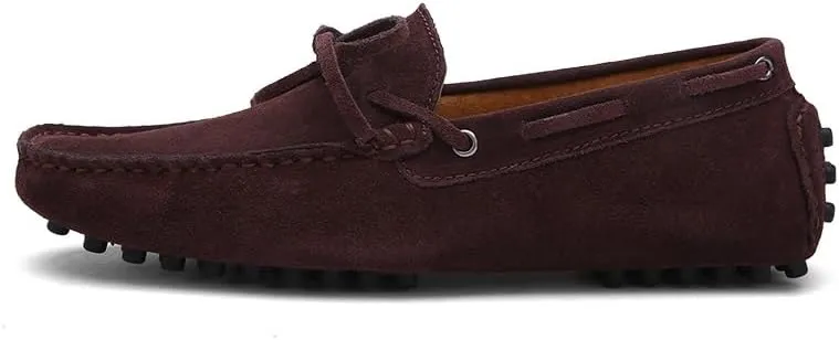 Men's Loafers Shoes Square Toe Nubuck Leather Moccasins Driving Loafers Flexible Anti-Slip Lightweight Wedding Party Slip On