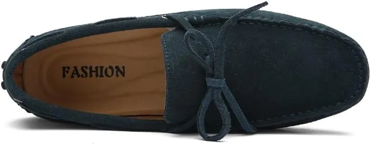 Men's Loafers Shoes Square Toe Nubuck Leather Moccasins Driving Loafers Flexible Anti-Slip Lightweight Wedding Party Slip On
