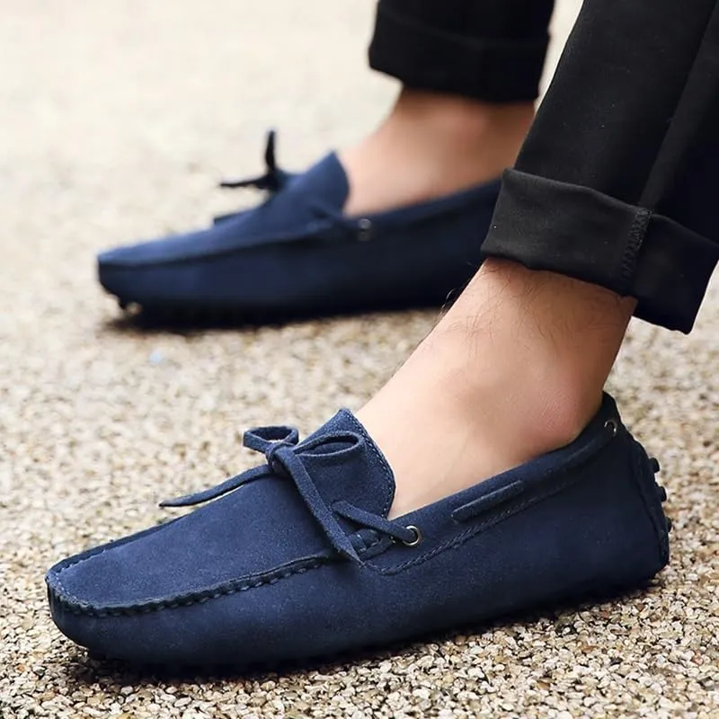 Men's Loafers Shoes Square Toe Nubuck Leather Moccasins Driving Loafers Flexible Anti-Slip Lightweight Wedding Party Slip On