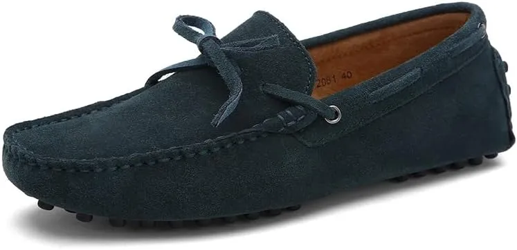 Men's Loafers Shoes Square Toe Nubuck Leather Moccasins Driving Loafers Flexible Anti-Slip Lightweight Wedding Party Slip On