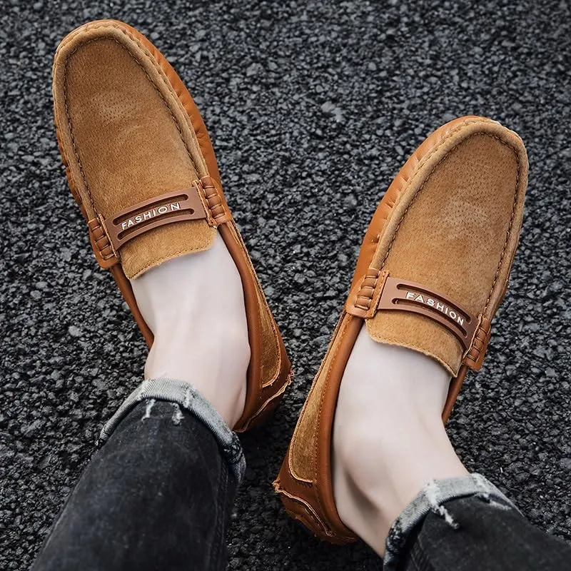 Men's Loafers Shoes Suede Vamp Penny Moccasins Driving Style Loafer Comfortable Flat Heel Flexible Fashion Casual Slip On