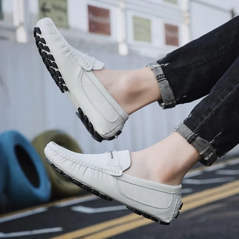 Men's Loafers Shoes Suede Vamp Penny Moccasins Driving Style Loafer Comfortable Flat Heel Flexible Fashion Casual Slip On