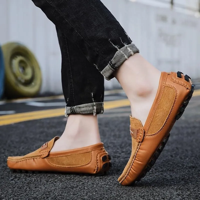 Men's Loafers Shoes Suede Vamp Penny Moccasins Driving Style Loafer Comfortable Flat Heel Flexible Fashion Casual Slip On