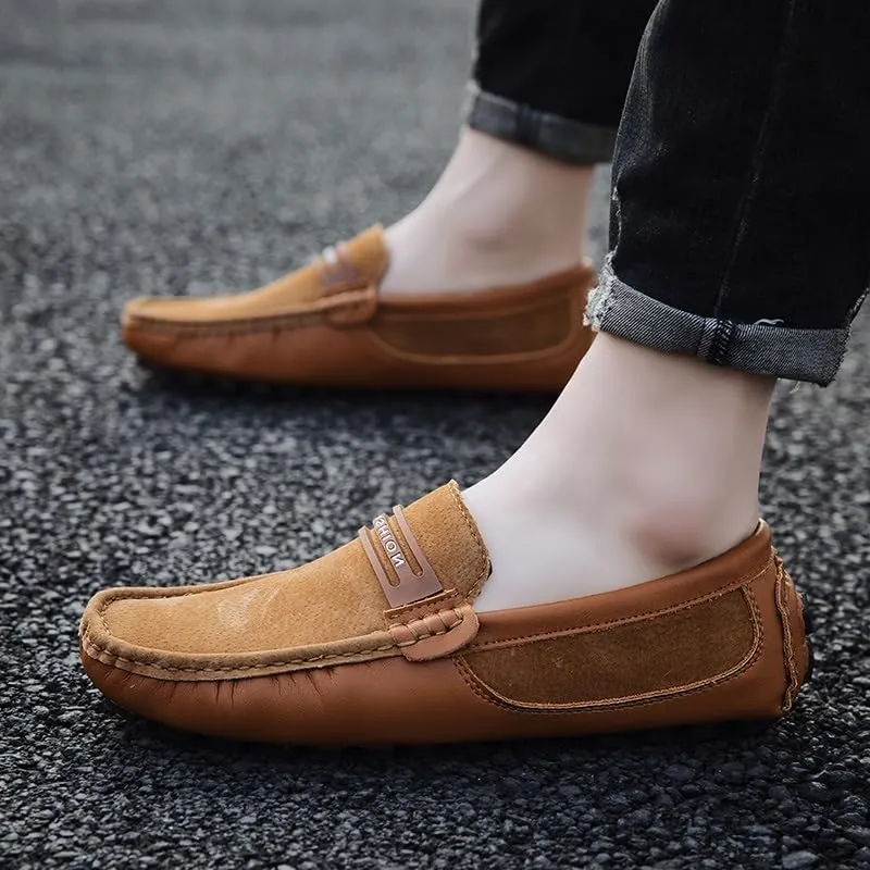 Men's Loafers Shoes Suede Vamp Penny Moccasins Driving Style Loafer Comfortable Flat Heel Flexible Fashion Casual Slip On