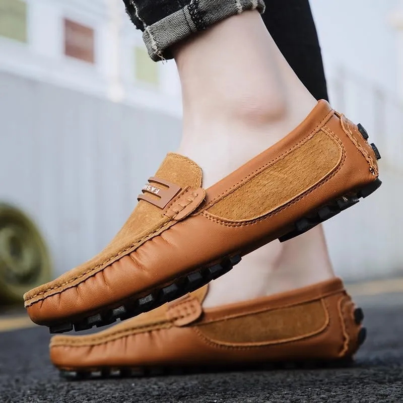 Men's Loafers Shoes Suede Vamp Penny Moccasins Driving Style Loafer Comfortable Flat Heel Flexible Fashion Casual Slip On
