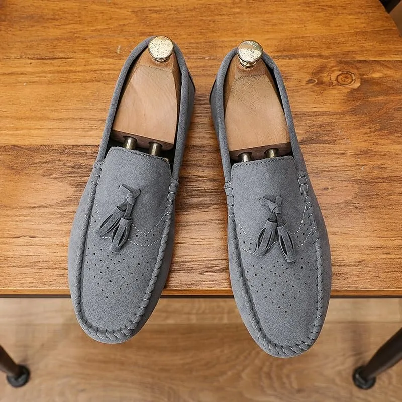 Mens Loafers Solid Color Faux Leather with Tassel Loafer Shoes Flexible Flat Heel Anti-Slip Fashion Party Slip-on