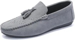 Mens Loafers Solid Color Faux Leather with Tassel Loafer Shoes Flexible Flat Heel Anti-Slip Fashion Party Slip-on