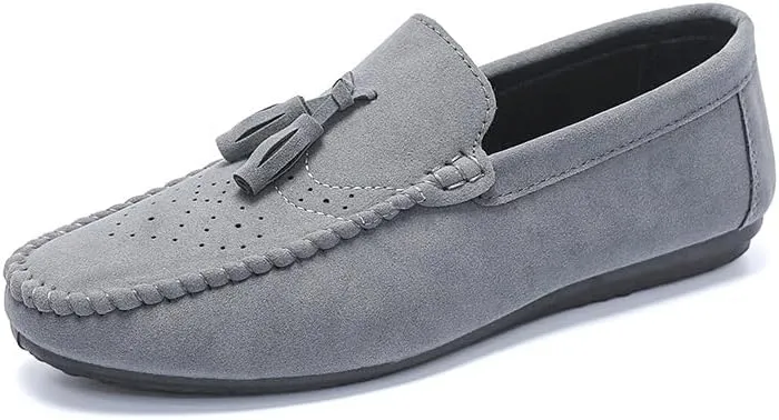 Mens Loafers Solid Color Faux Leather with Tassel Loafer Shoes Flexible Flat Heel Anti-Slip Fashion Party Slip-on