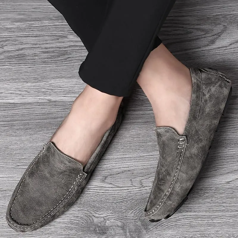 Mens Loafers Vegan Leather Driving Loafers Resistant Anti-Slip Flexible Casual Slip On