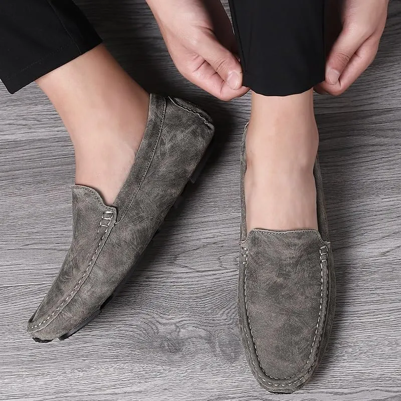 Mens Loafers Vegan Leather Driving Loafers Resistant Anti-Slip Flexible Casual Slip On