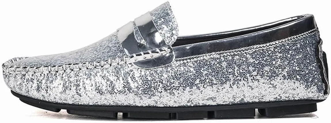 Mens Loafers Vegan Leather Shiny Penny Driving Loafers Flat Heel Comfortable Flexible Outdoor Slip-ons