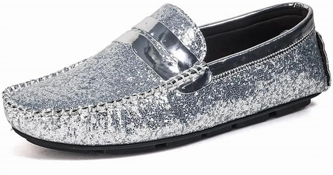Mens Loafers Vegan Leather Shiny Penny Driving Loafers Flat Heel Comfortable Flexible Outdoor Slip-ons