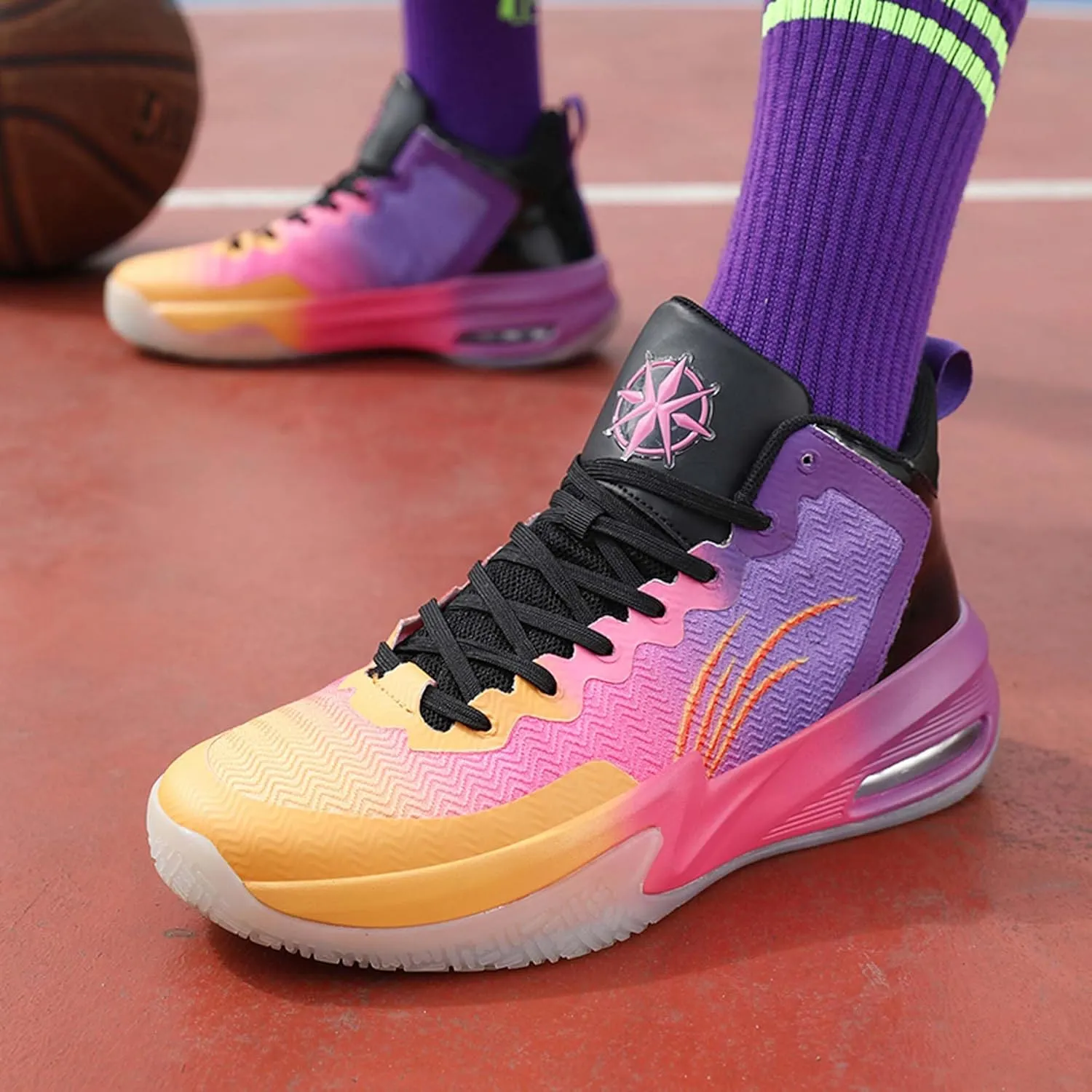 Men's Professional Basketball Shoes Indoor and Outdoor Non-Slip Cushioning Match Training Shoes Teenagers Breathable Running Shoes Women's Fashion Tennis Sneakers