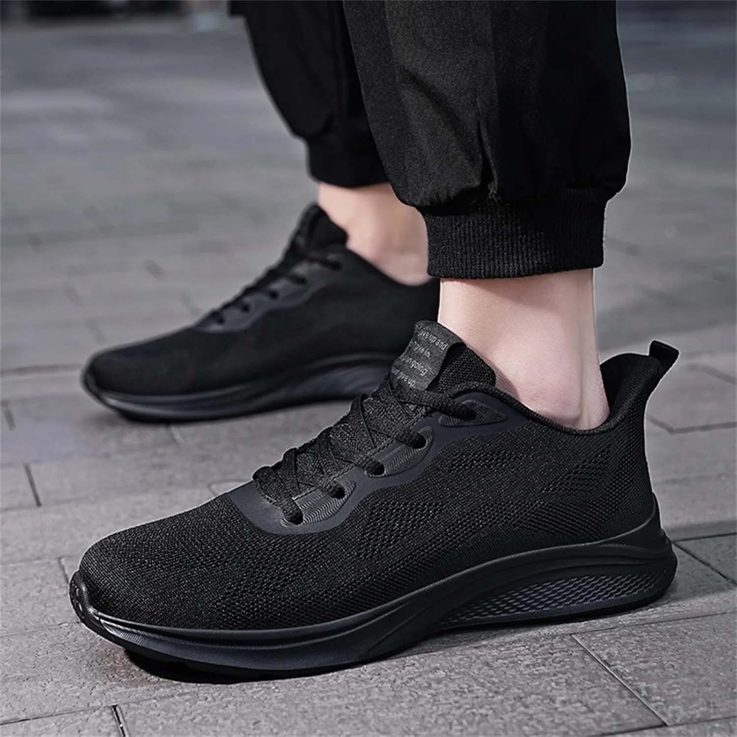 Mens Slip On Mens Shoes Mesh Breathable Lace Up Solid Color Casual Fashion Simple Shoes Running