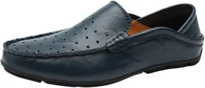 Men's Smoking Loafers - Breathable Moccasins, Simple Leather, Flexible, Flat Heel, Slip-On Driving Shoes, Anti-Slip & Resistant