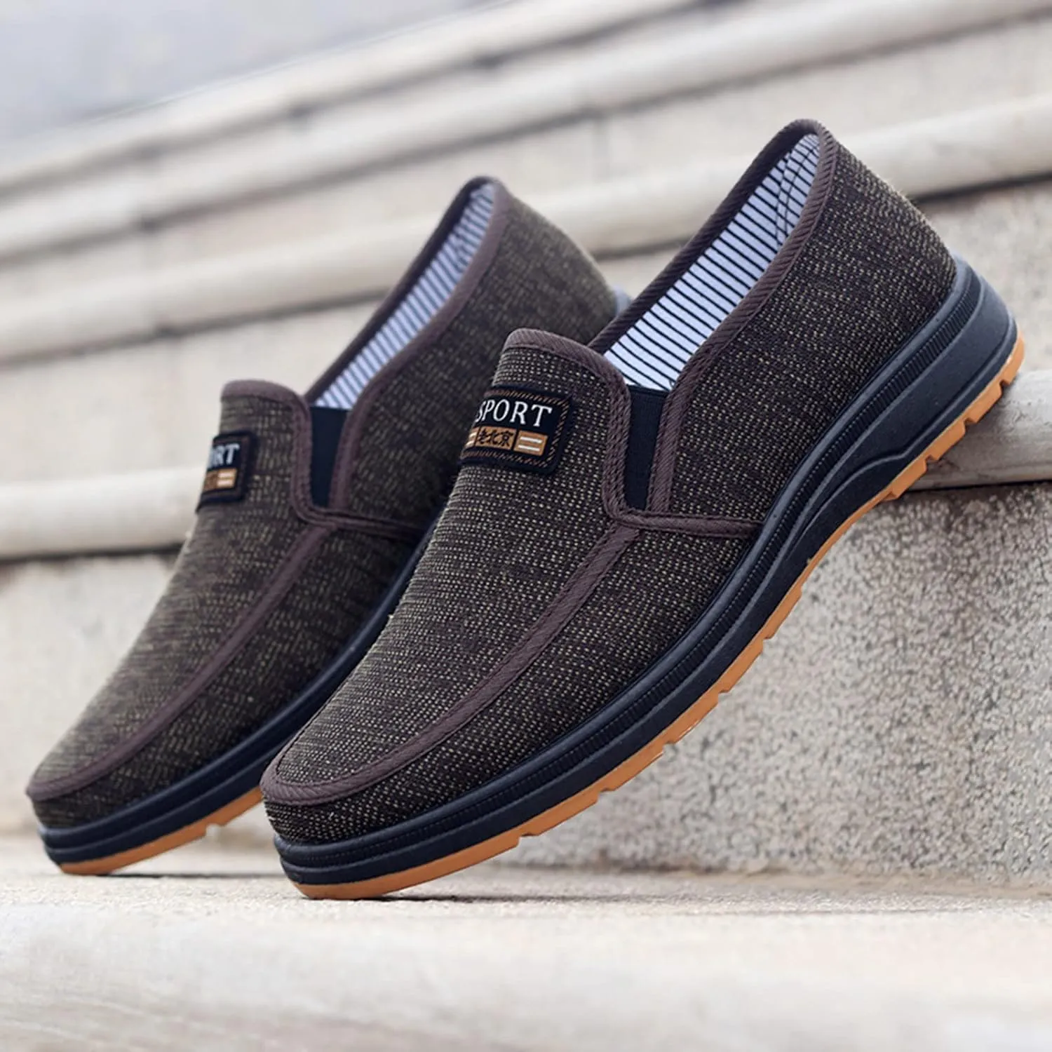 Men's Sneakers Fashion All Season Men Casual Shoes Flat Non Slip Lightweight Cloth Upper Spring Color Comfortable Slip