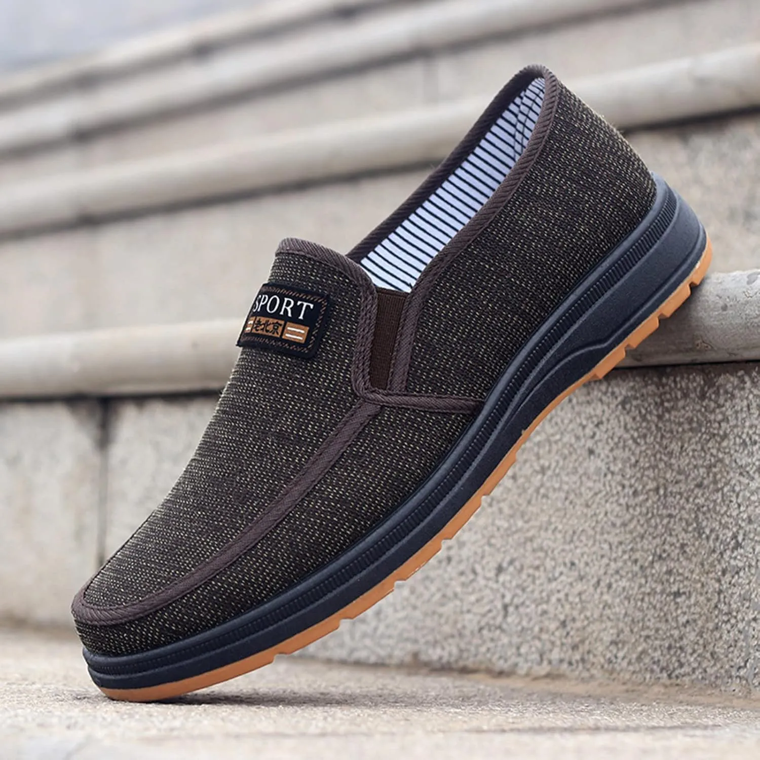 Men's Sneakers Fashion All Season Men Casual Shoes Flat Non Slip Lightweight Cloth Upper Spring Color Comfortable Slip