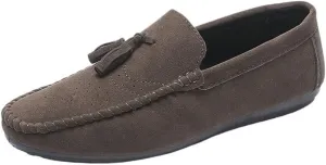 Men's Solid Color Faux Leather Loafers Tassel Slip-Ons, Round Toe Flat Heel Flexible and Lightweight, Ideal for Casual and Wedding Wear