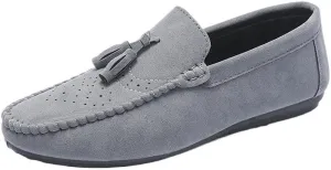 Men's Solid Color Faux Leather Loafers Tassel Slip-Ons, Round Toe Flat Heel Flexible and Lightweight, Ideal for Casual and Wedding Wear