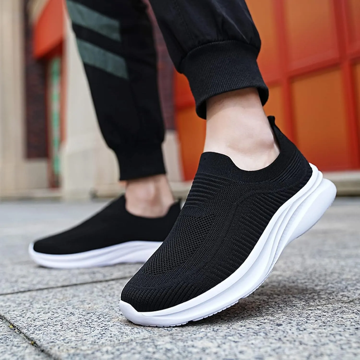 Men's Sport Breathable Mesh Shoes Casual Sneaker Mesh Breathable Walking Shoe Hook and Loop Orthopedic Sneakers