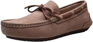 Men's Suede Nubuck Leather Loafers - Round Toe Boat Driving Shoes, Comfortable & Flexible Lightweight Slip-on for Parties