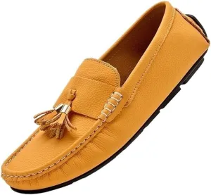 Mens Tassel Loafers Slip On Round Toe Moccasins Driving Shoes Lightweight Flat Heel Flexible Comfortable Outdoor Casual