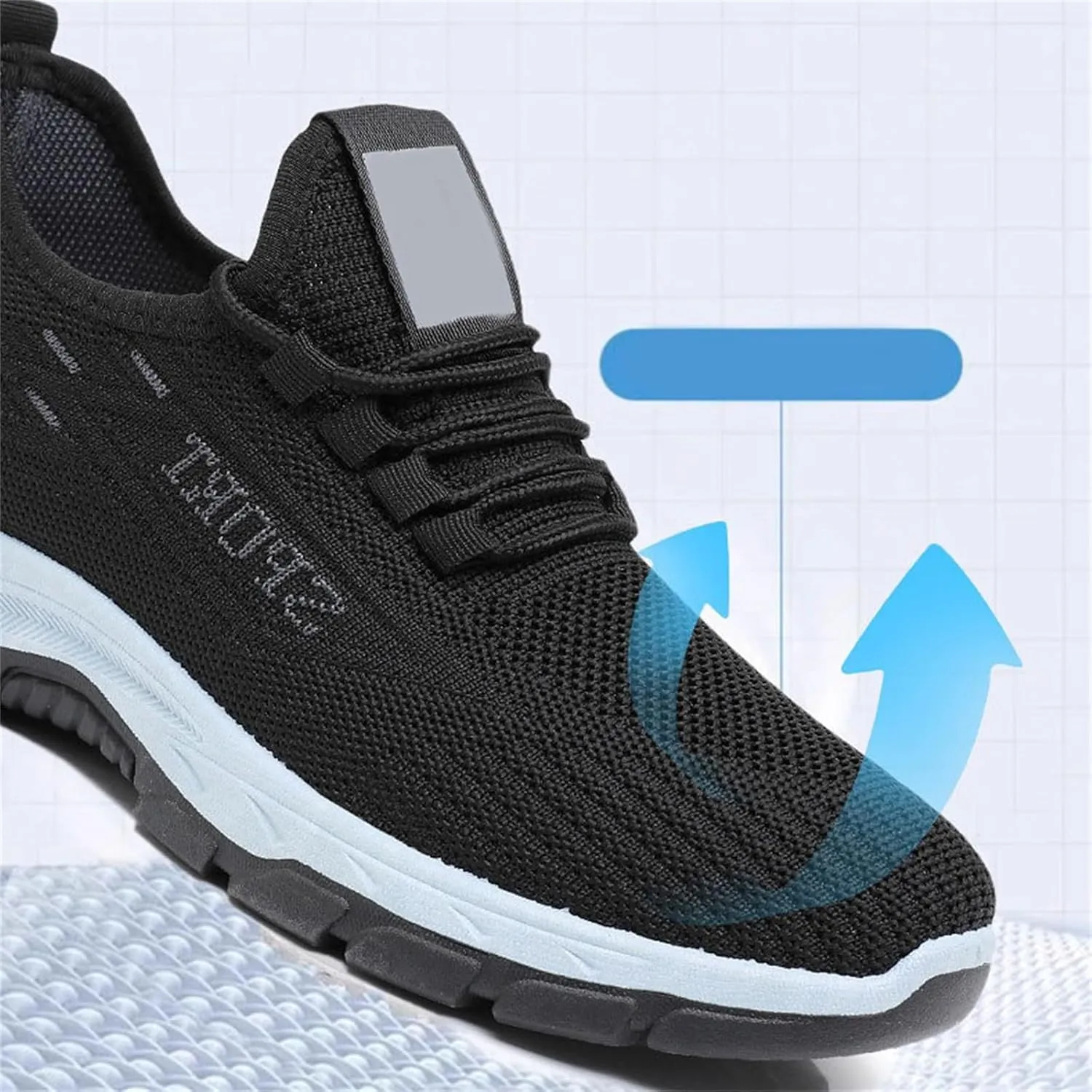 Mesh Orthopedic Sneakers for Men Breathable Lace Up Walking Running Shoes Comfortable Tennis Shoes Solid Color Lightweight Casual Mens Sneakers