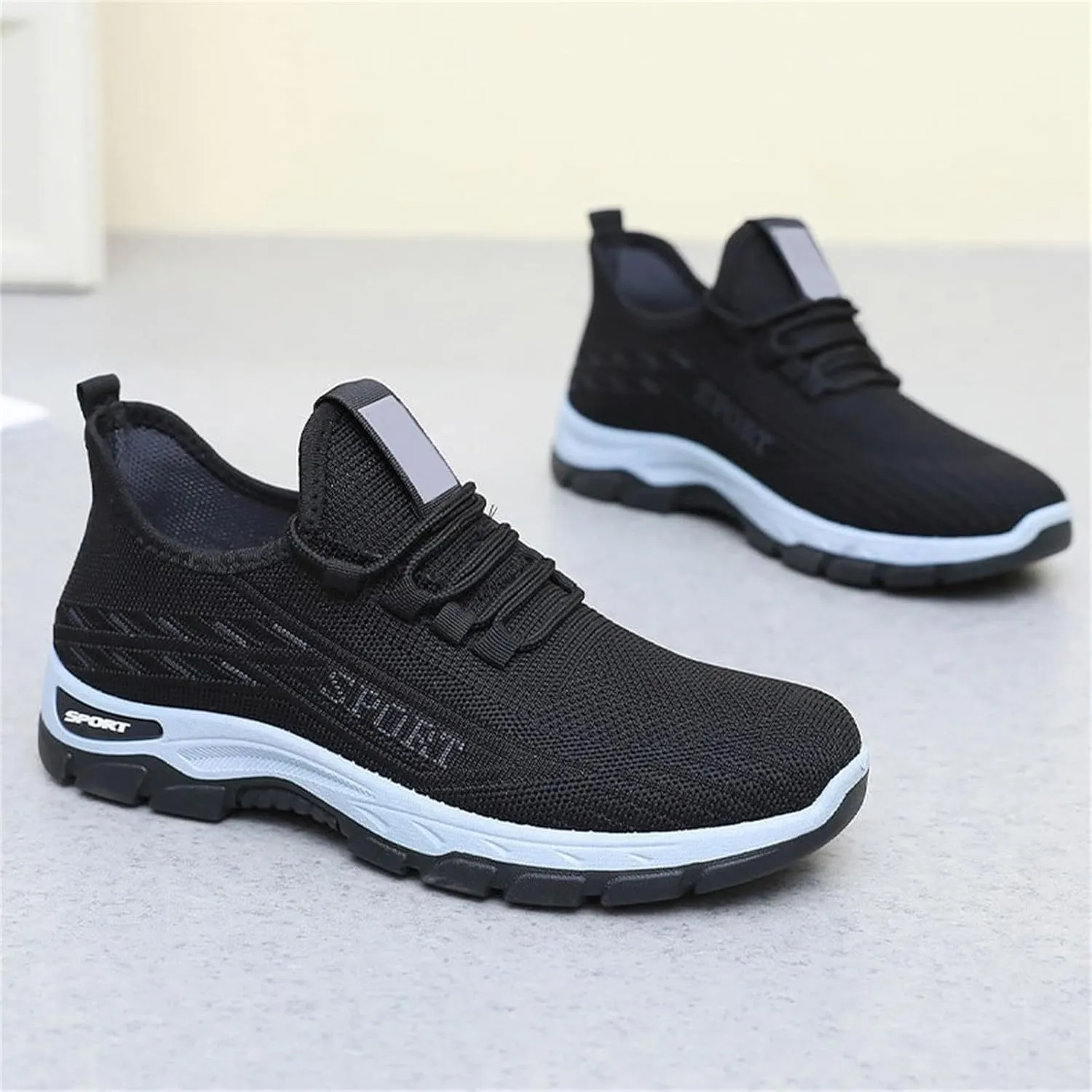Mesh Orthopedic Sneakers for Men Breathable Lace Up Walking Running Shoes Comfortable Tennis Shoes Solid Color Lightweight Casual Mens Sneakers
