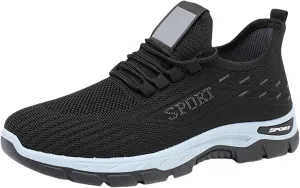 Mesh Orthopedic Sneakers for Men Breathable Lace Up Walking Running Shoes Comfortable Tennis Shoes Solid Color Lightweight Casual Mens Sneakers