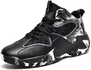 Mid-to-High Top Basketball Shoes for Men Non Slip Outdoor Cushioning Training Sport Shoes Fashion Graffiti Athletic Sneakers Plus Size