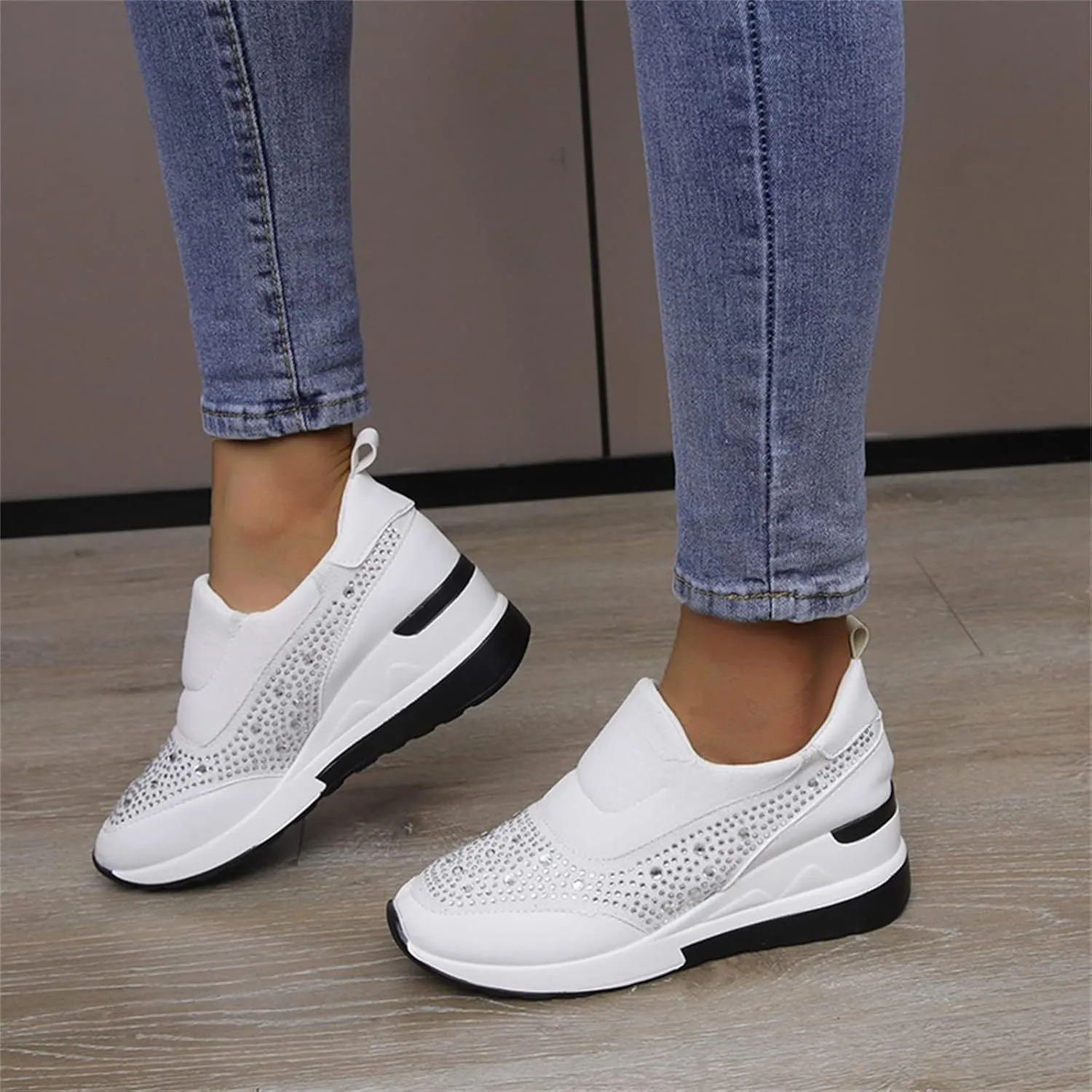 Mules for Women Flats White Sneakers Men Flats Shoes Women Dressy Comfortable Round Toe Flats Comfortable Loafers for Women 2024 Platform Sneakers for Women Black