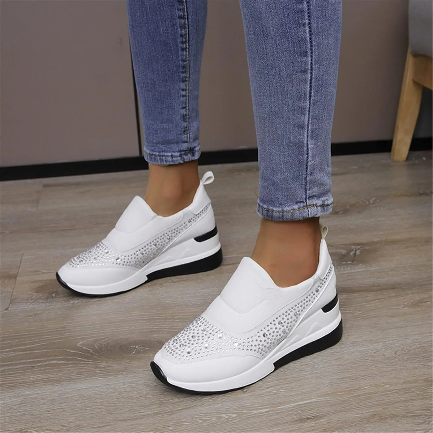 Mules for Women Flats White Sneakers Men Flats Shoes Women Dressy Comfortable Round Toe Flats Comfortable Loafers for Women 2024 Platform Sneakers for Women Black