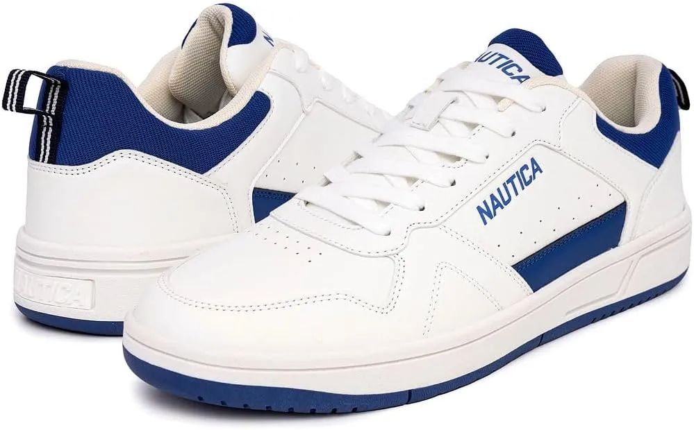Nautica Men's Classic Low-Top Sneakers  Retro Lace-Up Casual Shoes for Tennis and Basketball-Inspired Style