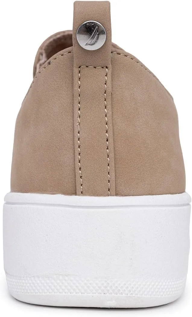 Nautica Women's Slip-On Fashion Sneakers with Side Zipper  Comfortable Low-Top Walking Shoes for Casual Everyday Wear