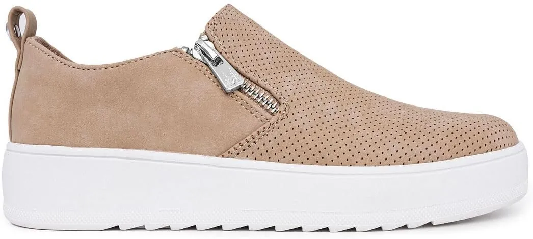 Nautica Women's Slip-On Fashion Sneakers with Side Zipper  Comfortable Low-Top Walking Shoes for Casual Everyday Wear