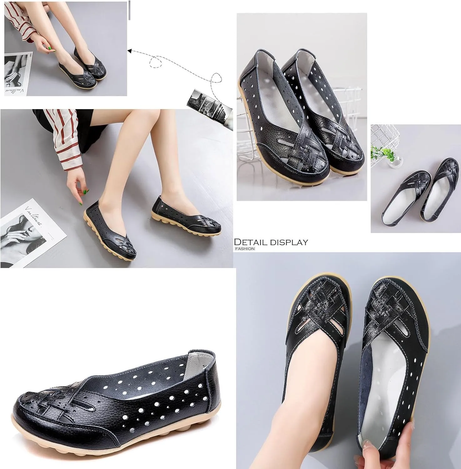 Orthopedic Loafers in Breathable Leather, Owlkay Womens Casual Soft Slip-on Flat Breathable Loafers,Comfort Flat Orthopedic Sneakers for Women