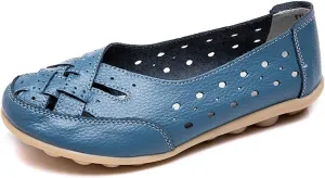 Orthopedic Loafers in Breathable Leather, Owlkay Womens Casual Soft Slip-on Flat Breathable Loafers,Comfort Flat Orthopedic Sneakers for Women