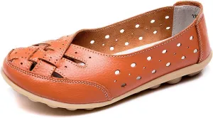 Orthopedic Loafers in Breathable Leather, Owlkay Womens Casual Soft Slip-on Flat Breathable Loafers,Comfort Flat Orthopedic Sneakers for Women