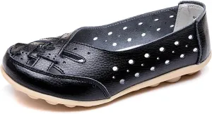 Orthopedic Loafers in Breathable Leather, Owlkay Womens Casual Soft Slip-on Flat Breathable Loafers,Comfort Flat Orthopedic Sneakers for Women