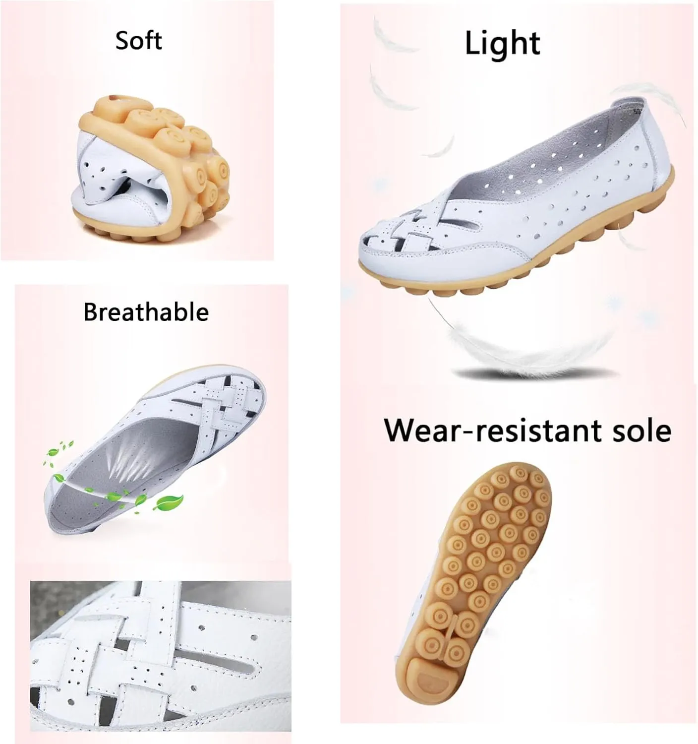 Orthopedic Loafers in Breathable Leather, Owlkay Womens Casual Soft Slip-on Flat Breathable Loafers,Comfort Flat Orthopedic Sneakers for Women