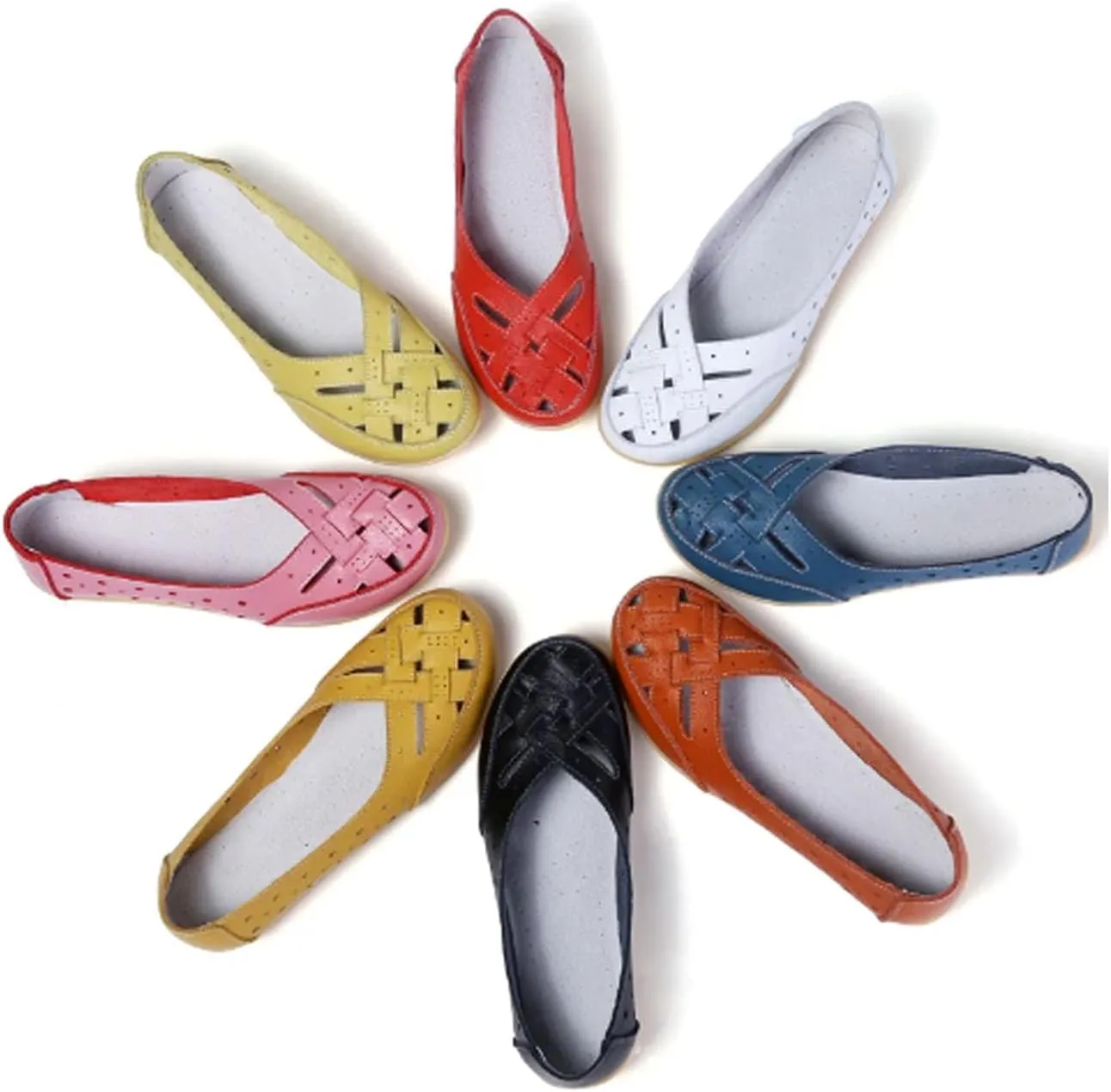 Orthopedic Loafers in Breathable Leather, Owlkay Womens Casual Soft Slip-on Flat Breathable Loafers,Comfort Flat Orthopedic Sneakers for Women