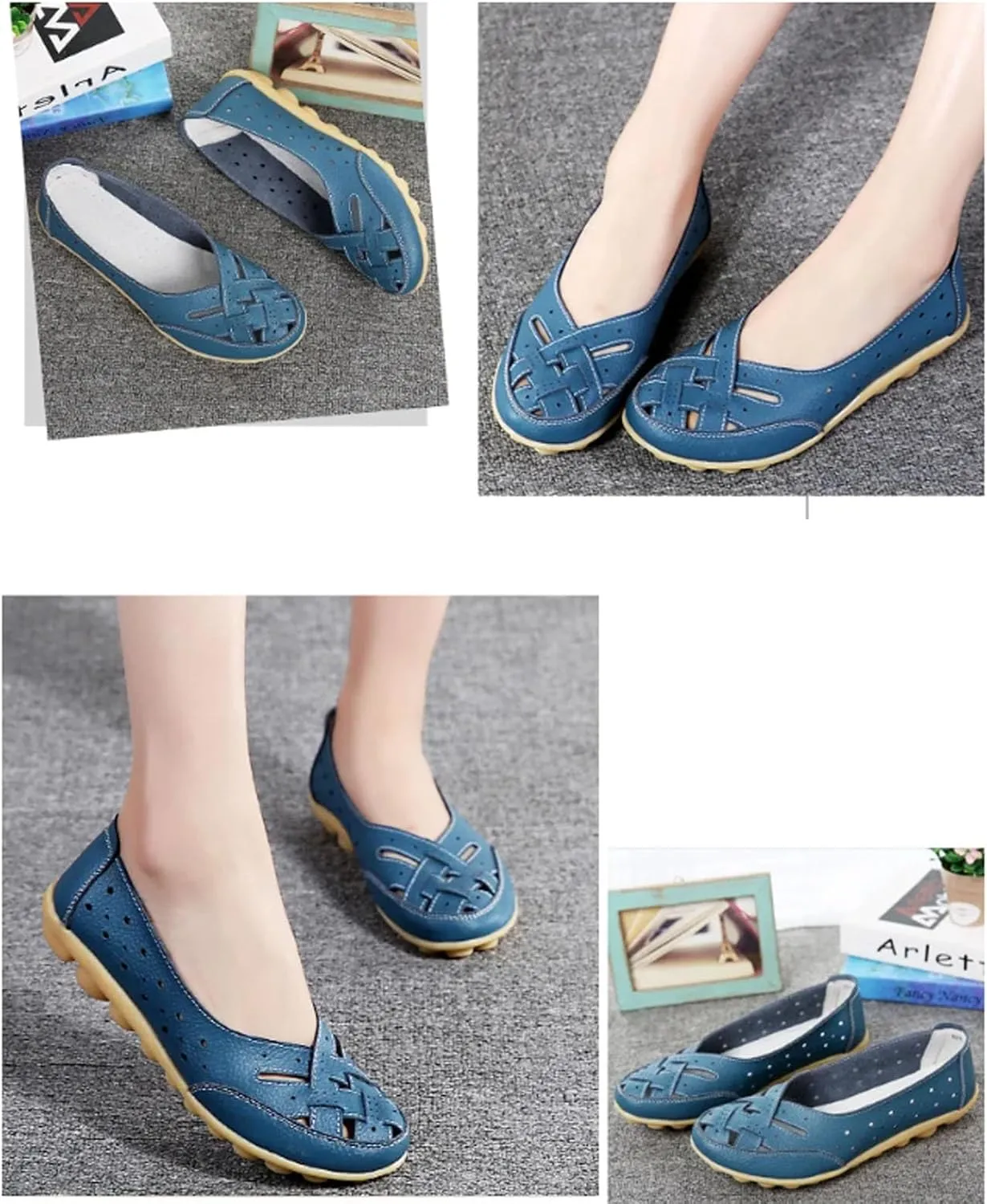 Orthopedic Loafers in Breathable Leather, Owlkay Womens Casual Soft Slip-on Flat Breathable Loafers,Comfort Flat Orthopedic Sneakers for Women