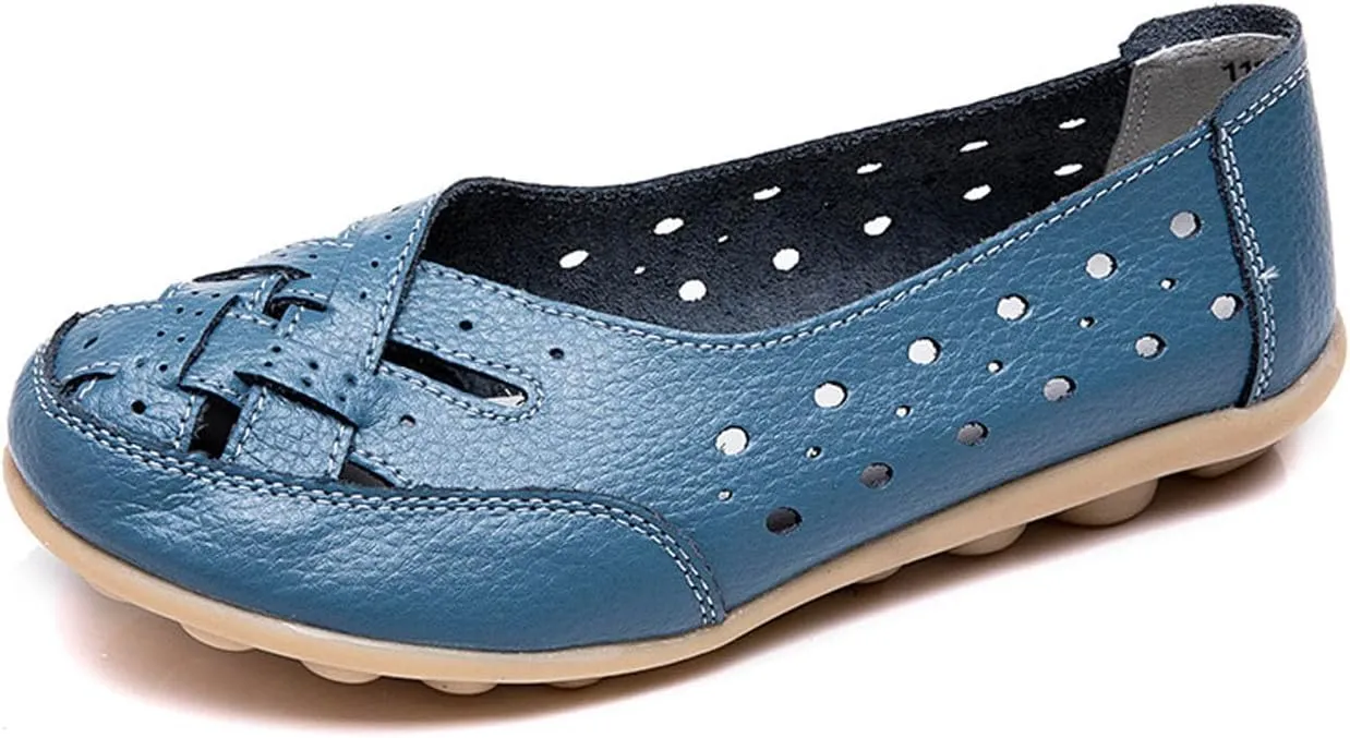 Orthopedic Loafers in Breathable Leather, Owlkay Womens Casual Soft Slip-on Flat Breathable Loafers,Comfort Flat Orthopedic Sneakers for Women