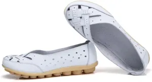 Orthopedic Loafers in Breathable Leather, Owlkay Womens Casual Soft Slip-on Flat Breathable Loafers,Comfort Flat Orthopedic Sneakers for Women
