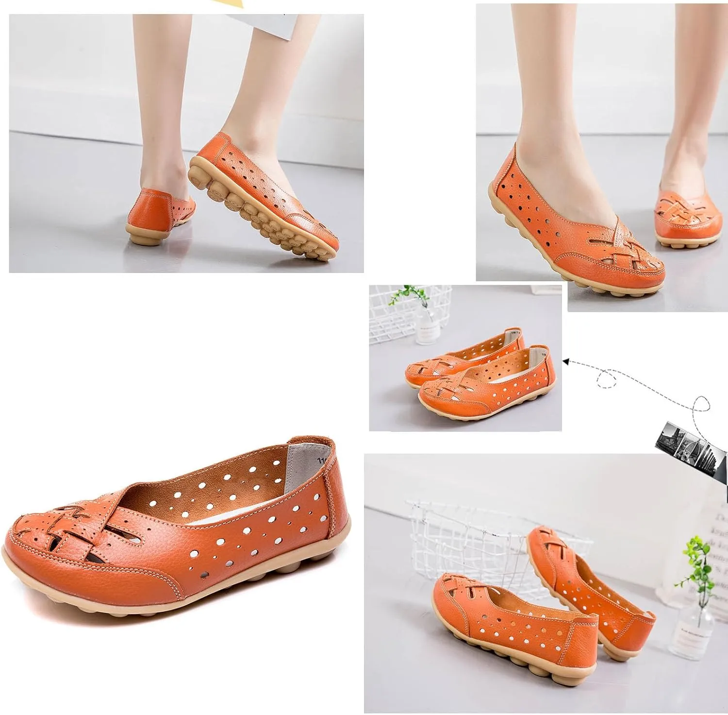 Orthopedic Loafers in Breathable Leather, Owlkay Womens Casual Soft Slip-on Flat Breathable Loafers,Comfort Flat Orthopedic Sneakers for Women